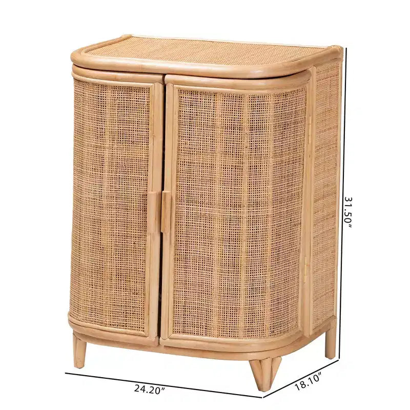 Mobile Contenitore in Rattan Naturale bali & pari Yanka Naturale: Realizzato a mano, 2 ripiani, Design Bohemien