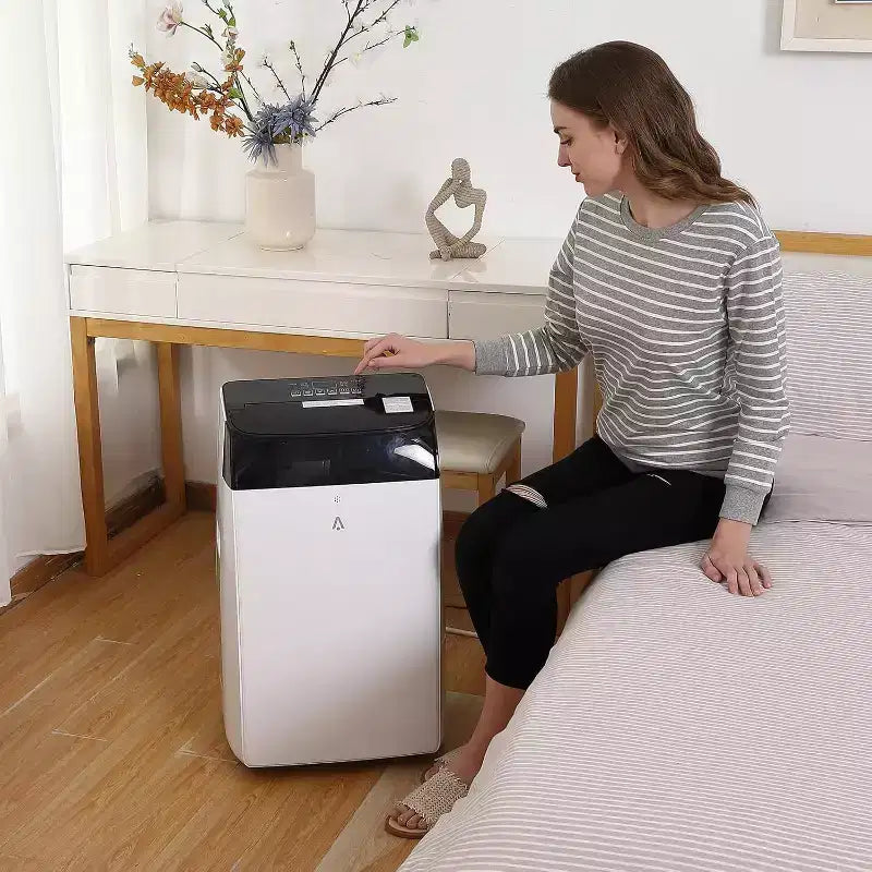 Condizionatore Portatile da 10000 BTU, Climatizzatore Domestico con Telecomando per Stanze fino a 42 m², Funzioni 3-in-1/Timer 24 Ore/Rotelle