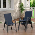 Sedie da patio, Set di 4/6 sedie da pranzo impilabili per esterni in textilene leggero per tutte le stagioni con braccioli per cortile, bordo piscina