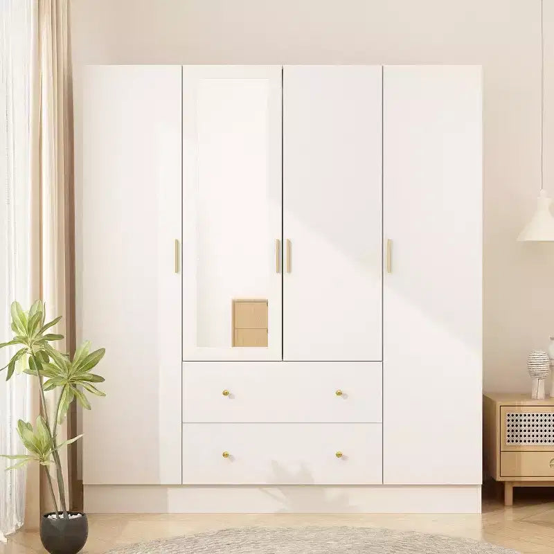 Armadio Hitow con 2 cassetti grandi, zona appendiabiti centrale con specchio, stile minimalista