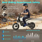 ECOLEAP K1 Moto da cross elettrica per bambini 36V 25 km/h veloce, autonomia 22 km, motore di picco 700W, 3 modalità di velocità, pneumatici fuoristrada da 12 pollici, certificazione UL, età 3-10 anni