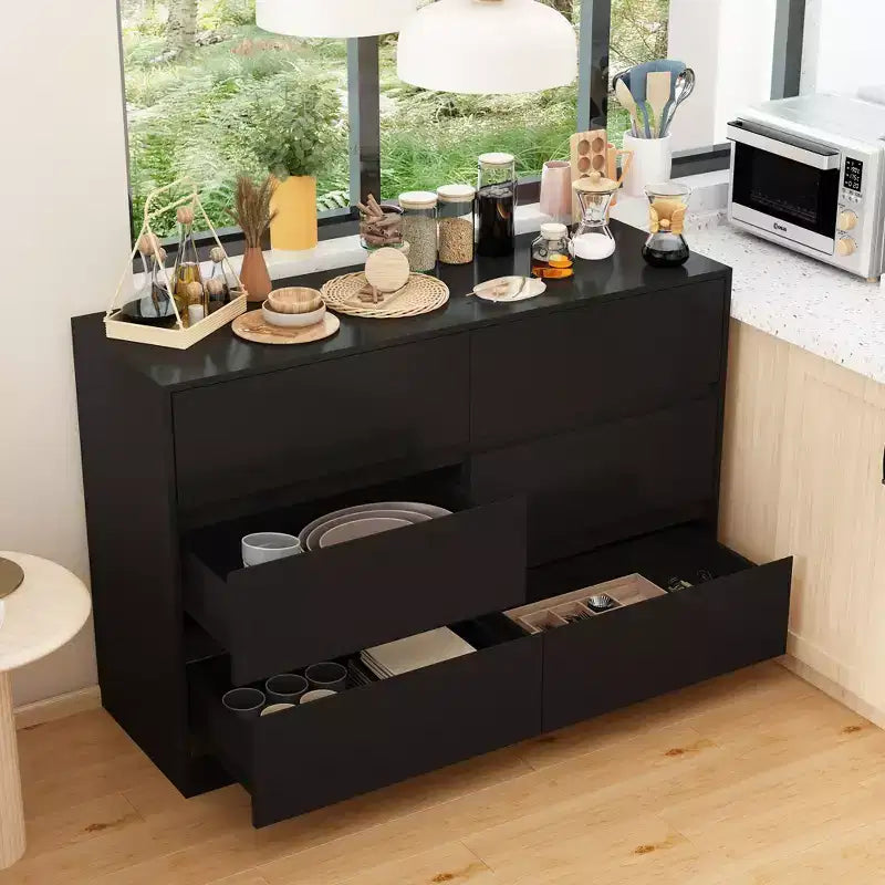 Credenza da buffet intelligente girevole/allungabile con 6 cassetti, piano d'appoggio esteso, tappetino antiscivolo, tavolo da pranzo girevole, isola per cucina/dispensa