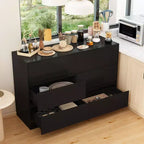 Credenza da buffet intelligente girevole/allungabile con 6 cassetti, piano d'appoggio esteso, tappetino antiscivolo, tavolo da pranzo girevole, isola per cucina/dispensa