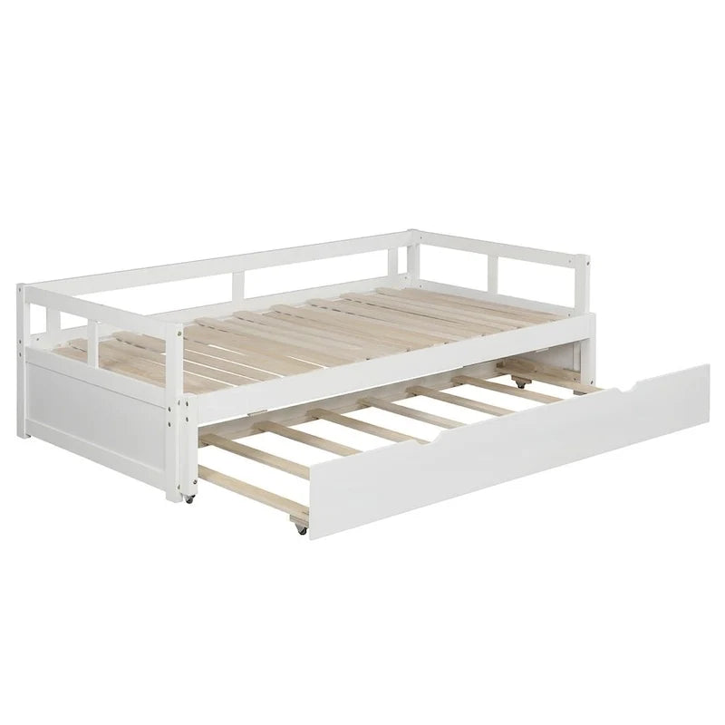 Letto a giorno estensibile con letto estraibile, Letto a giorno in legno con letto estraibile