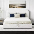 Letto matrimoniale imbottito con contenitore sollevabile - Bianco