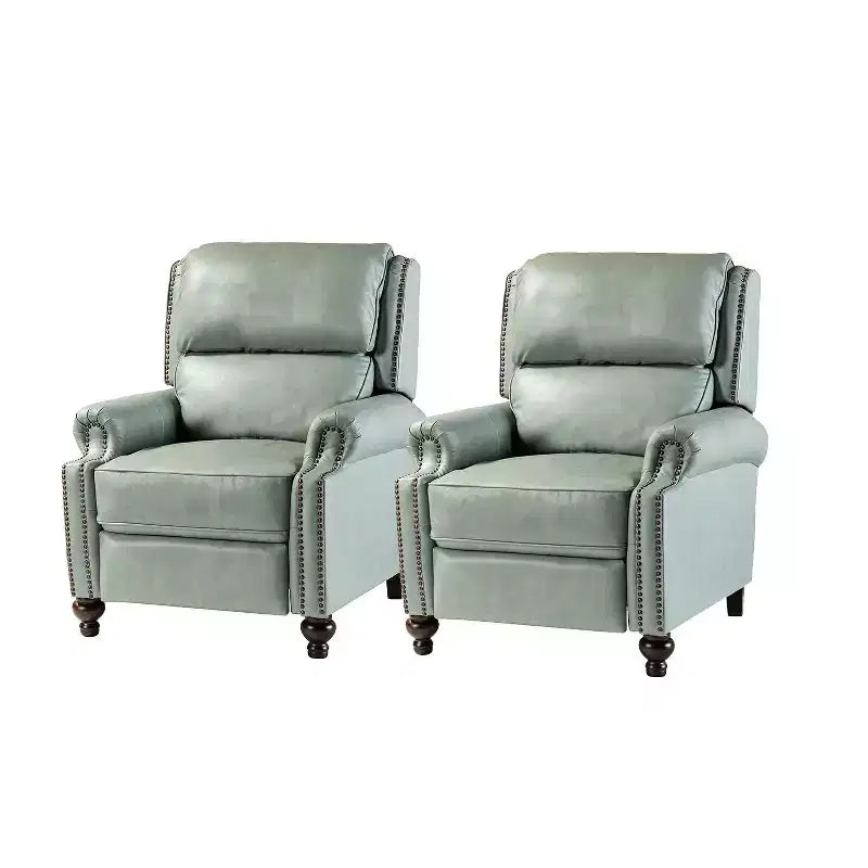 Set di 2 Poltrone Reclinabili Elisabete Moderne in Vera Pelle con Borchie Vintage per Salotto e Camera da Letto | ART OF LIVING DESIGNS