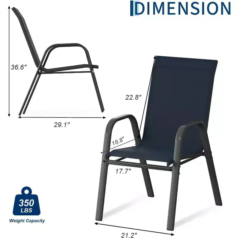 Sedie da patio, Set di 4/6 sedie da pranzo impilabili per esterni in textilene leggero per tutte le stagioni con braccioli per cortile, bordo piscina