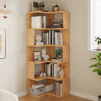 Libreria a giorno verticale a L in legno finitura naturale