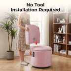 Sedia da toilette girevole con contenitore, Sgabello da trucco rotondo imbottito con schienale, Poltroncina a botte imbottita per camera da letto e soggiorno