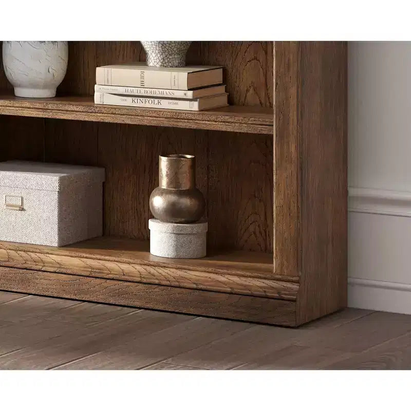 94 Libreria tradizionale alta in legno con contenitore Collezione Stratton Marrone - Martin Furniture