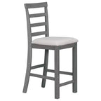 Set da pranzo da 5 pezzi in stile rustico ad altezza bancone con sedie per 4 persone, tavolo rettangolare in legno con ripiani e scomparto per vino