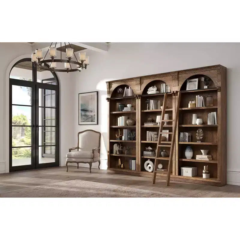 Libreria a muro tradizionale alta 94 pollici, collezione Stratton marrone - Martin Furniture