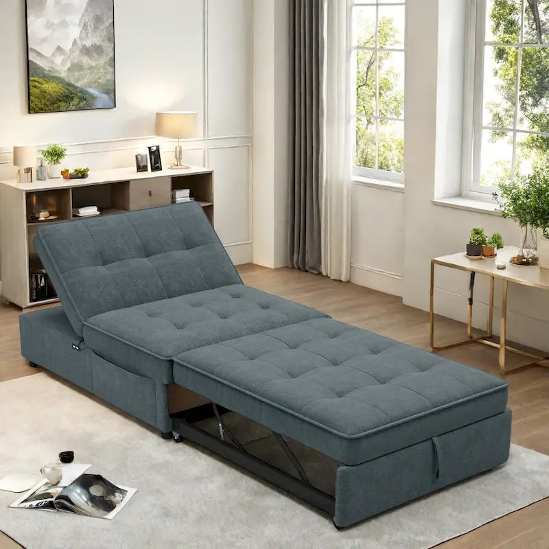 Divano letto a 3 posti 4-in-1 in lino da 72,5 pollici con schienale regolabile su 5 livelli e tasca portaoggetti