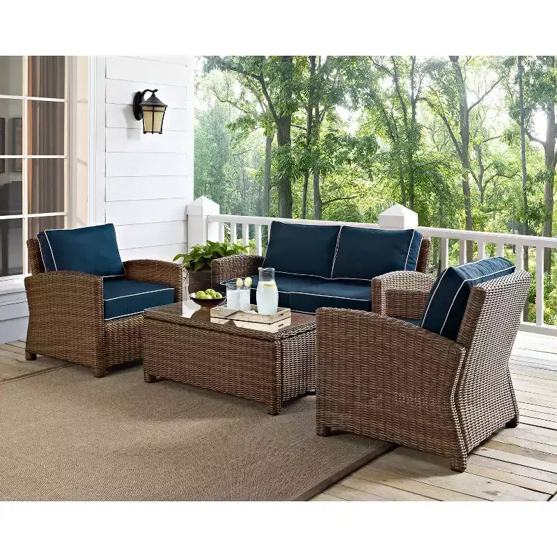 Set da conversazione da esterno a 4 pezzi in vimini Bradenton - Crosley