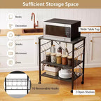 Scaffale da Cucina a 3 Livelli Costway, Carrello per Forno a Microonde con Gancio