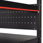 Letto a soppalco da gaming in legno Scott di GDFStudio con scale contenitore, scrivania, mensole e pannello forato