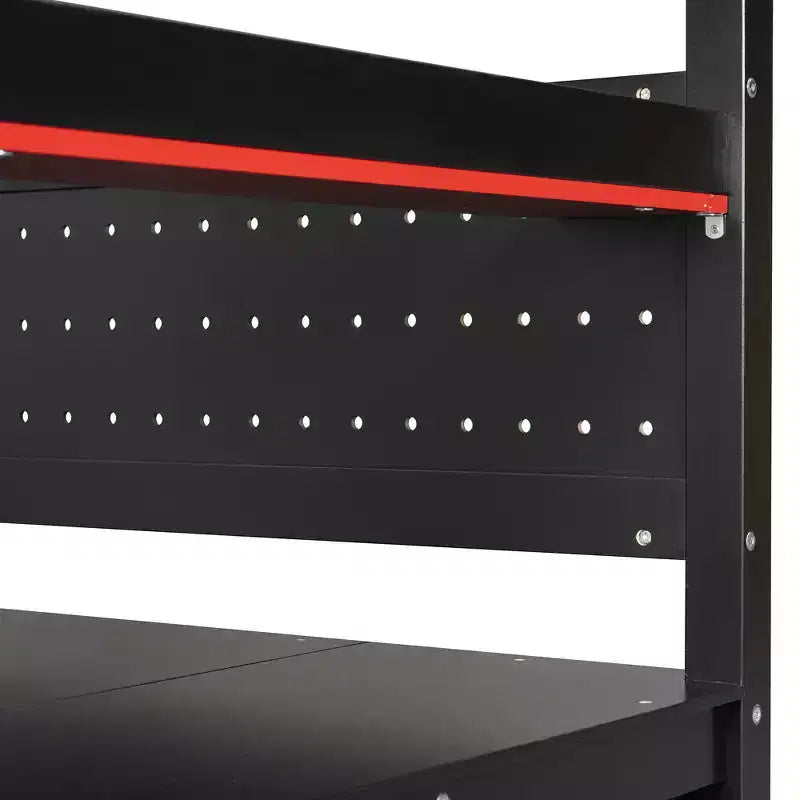 Letto a soppalco da gaming in legno Scott di GDFStudio con scale contenitore, scrivania, mensole e pannello forato