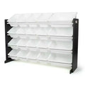 Extra Large Kids' Toy Storage Organizer with 20 Storage Bins Espresso/White - Humble Crew: Playroom Bin Shelf, MDF