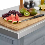 FAMYYT Isola per Cucina da Esterno da 78.3 Pollici con Piano di Lavoro in Acciaio Inossidabile, Stazione Barbecue Pieghevole e Armadietti Contenitore, Grigio Blu