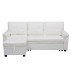 Divano componibile convertibile reversibile con letto estraibile, chaise longue con contenitore nascosto e gambe durevoli