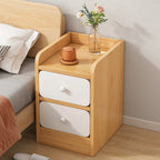 Table de chevet simple en bois naturel blanc à 2 tiroirs