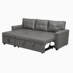Divano componibile convertibile reversibile con letto estraibile, chaise longue con contenitore nascosto e gambe durevoli