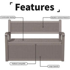 Panca contenitore in resina per tutte le stagioni con scomparto nascosto e chiudibile a chiave - Design effetto rattan, capacità 227 kg, contenitore da 265 litri
