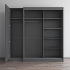 Armadio a 2 ante con specchio, frontale in vetro, 2 persone (grigio / nero / bianco)