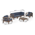 Set da conversazione Brava da 6 pezzi per esterni in legno di acacia di Christopher Knight Home
