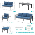 AECOJOY Set di mobili da giardino a 7 pezzi in alluminio Set da conversazione per esterni