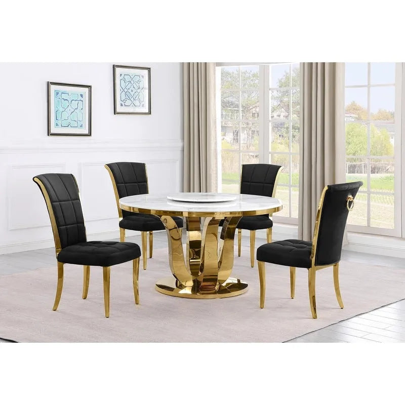 Best Quality Furniture D325-SC324-7 Set da pranzo rotondo 5 pezzi