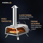 Forno per pizza da esterno multifuel per pizza con bruciatore a gas e contenitore per legna - 12 pollici