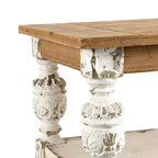 Table basse rectangulaire en bois blanc vieilli