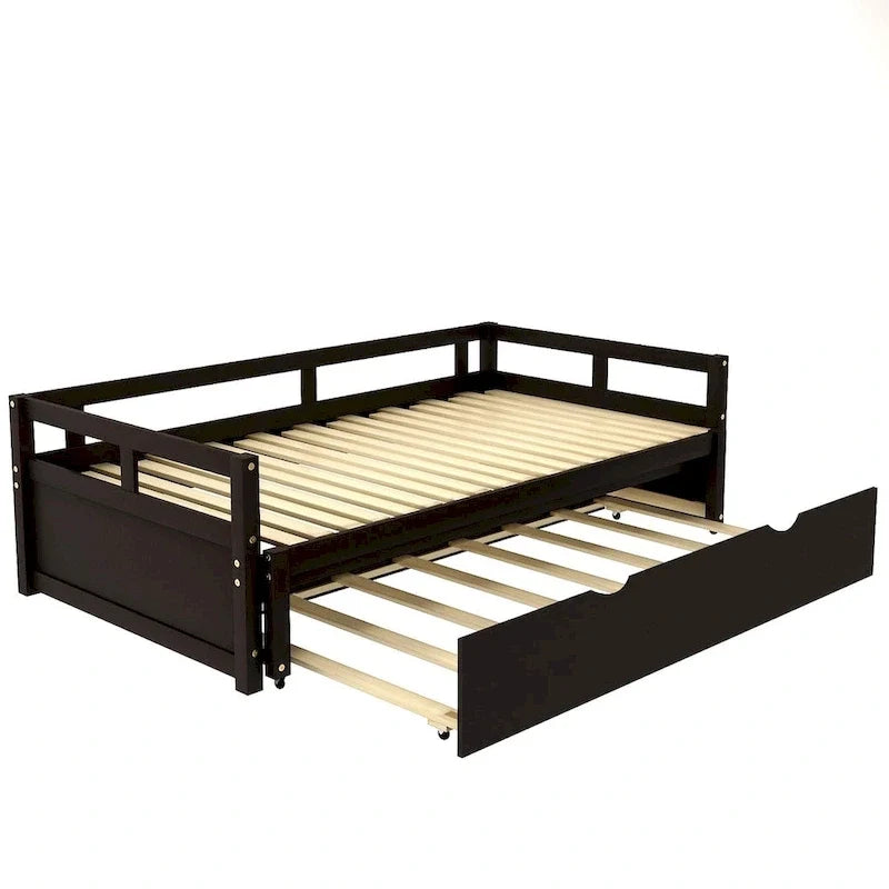 Letto a giorno estensibile con letto estraibile, Letto a giorno in legno con letto estraibile