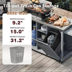 FAMYYT Isola per Cucina da Esterno da 78.3 Pollici con Piano di Lavoro in Acciaio Inossidabile, Stazione Barbecue Pieghevole e Armadietti Contenitore, Grigio Blu