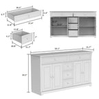 59.1'' Credenza Buffet Bianco Laccato Mid-Century Modern Contemporaneo