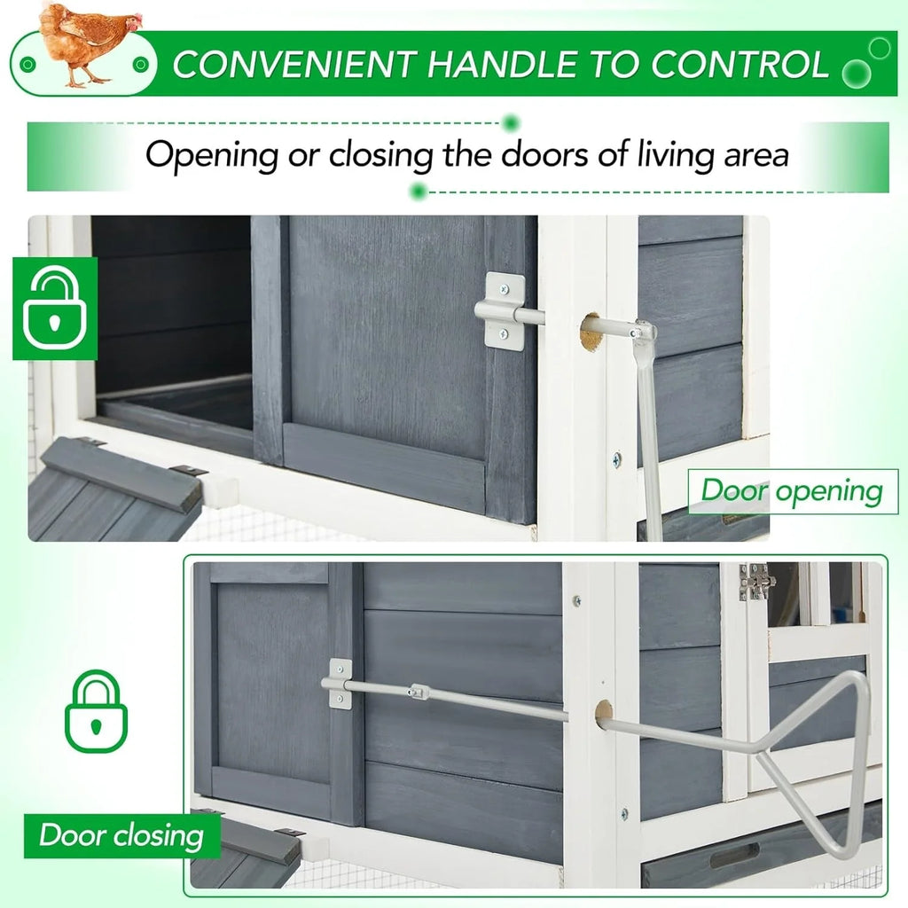 AECOJOY Pollaio grande da 365 cm con recinto, gabbia per pollame in legno