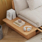 JASIWAY Divano Moderno in Legno Massello Rivestito in Cotone Lino