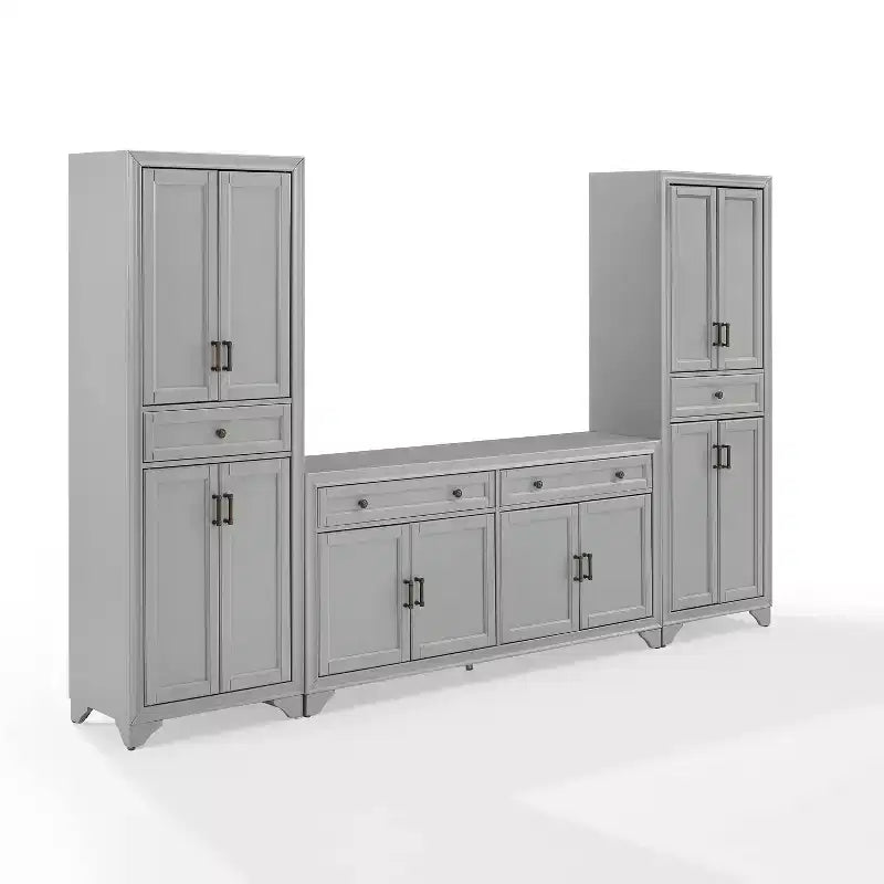 Set di dispensa e credenza Tara 3 pezzi, effetto invecchiato - Crosley