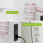 Moasis 46 Mobile con specchio illuminato, presa integrata e porta asciugacapelli - 55,8 A x 46 L x 11,7 P