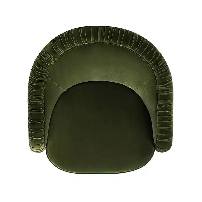 Jennifer Taylor Home Serena Poltrona a barilotto accentata con schienale arricciato da 80 cm con frangia, Velluto performance verde oliva