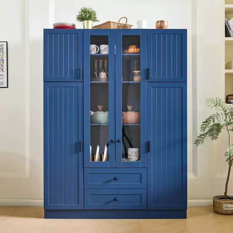 Whisen Dispensa da Cucina Autoportante 71''H, Grande Armadio Contenitore per Sala da Pranzo Credenze con 6 Ante, Ripiani Regolabili