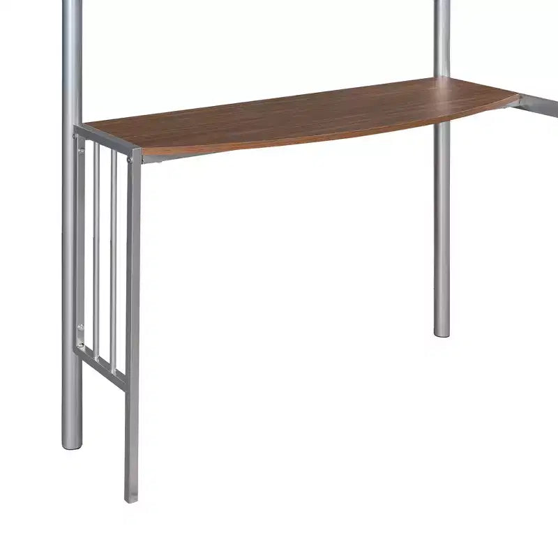 Lit mezzanine double en métal Whisen 78,1L x 41,4W avec bureau intégré, échelle et garde-corps, pour chambre à coucher