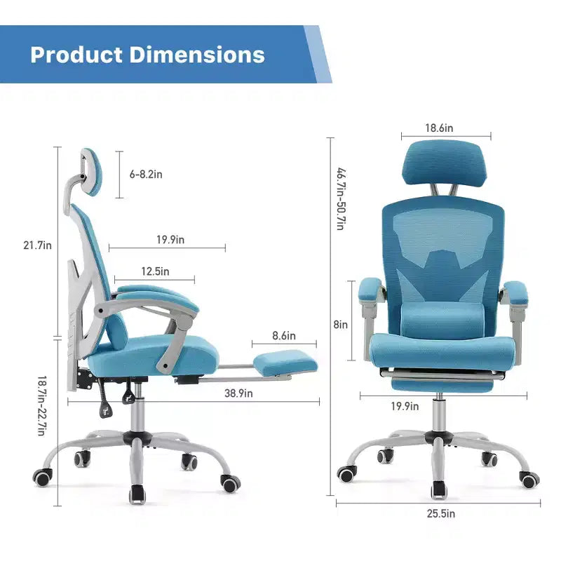 JIONJOY Ergonomic Mesh Gaming Chair with Footrest - 90-135 Recline, Adjustable Lumbar Support & Headrest