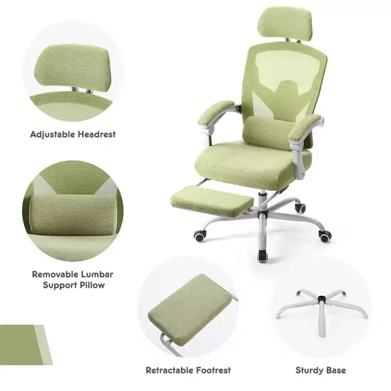 JIONJOY Ergonomic Mesh Gaming Chair with Footrest - 90-135 Recline, Adjustable Lumbar Support & Headrest