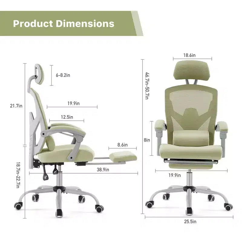 JIONJOY Ergonomic Mesh Gaming Chair with Footrest - 90-135 Recline, Adjustable Lumbar Support & Headrest