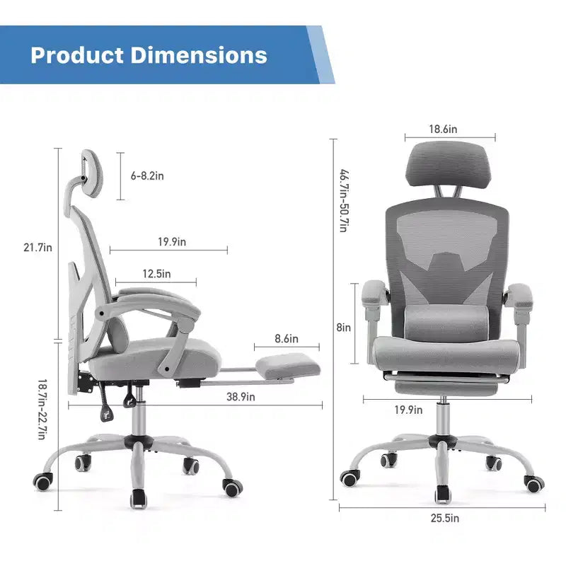 JIONJOY Ergonomic Mesh Gaming Chair with Footrest - 90-135 Recline, Adjustable Lumbar Support & Headrest