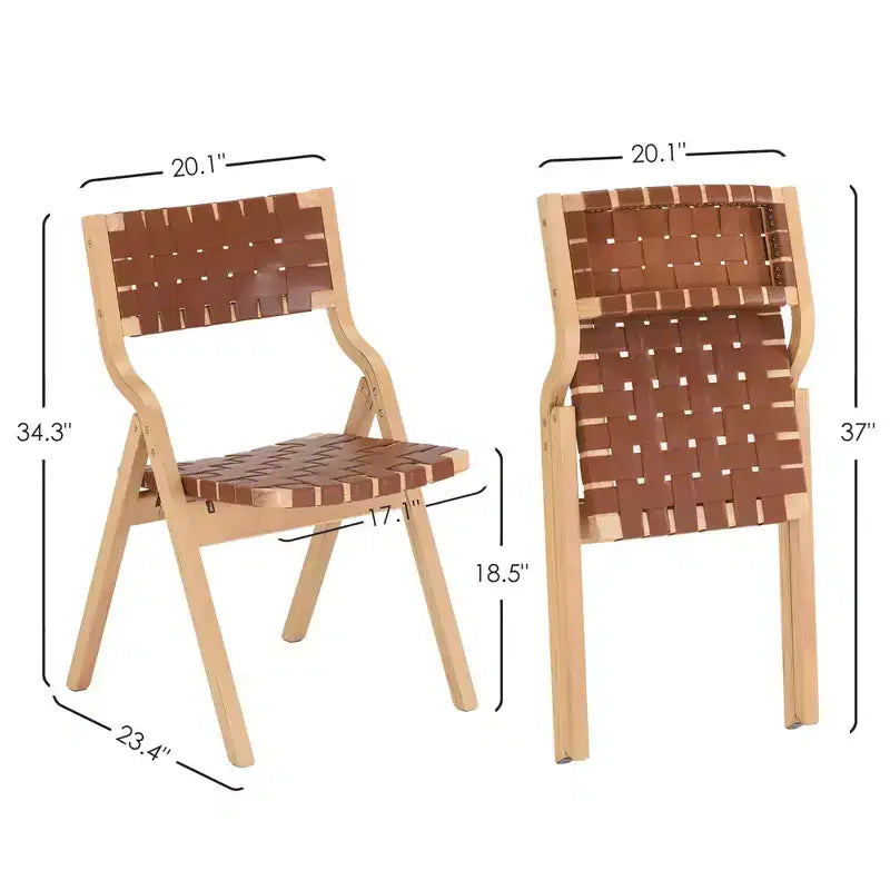 Sedie da pranzo pieghevoli e impilabili in legno per sala da pranzo, seduta e schienale intrecciati, beige - naturale