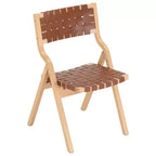 Chaises de salle à manger pliables et empilables en bois, assise et dossier tressés, beiges - Naturel