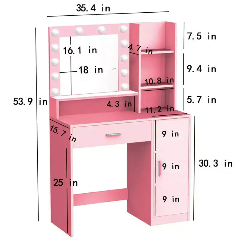 Toeletta a 2 livelli con luci a sfioramento, 3 livelli di luminosità, cassetto grande e tavolino compatto per il trucco per piccole camere da letto